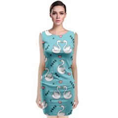 Elegant Swan Pattern Design Classic Sleeveless Midi Dress by pakminggu