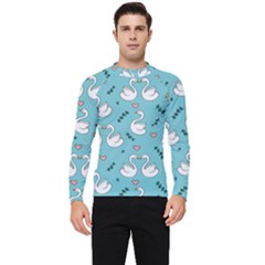 Elegant Swan Pattern Design Men s Long Sleeve Rash Guard by pakminggu