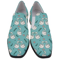 Elegant Swan Pattern Design Women Slip On Heel Loafers by pakminggu