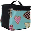 Seamless Pattern With Heart Shaped Cookies With Sugar Icing Make Up Travel Bag (Big) View1