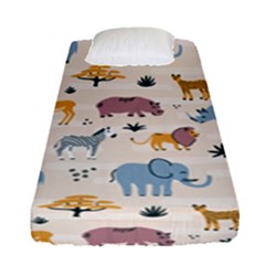 Wild Animals Seamless Pattern Fitted Sheet (single Size) by pakminggu