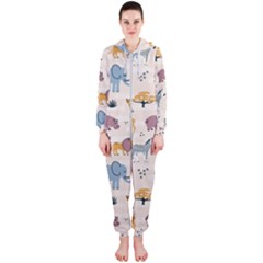 Wild Animals Seamless Pattern Hooded Jumpsuit (ladies) by pakminggu