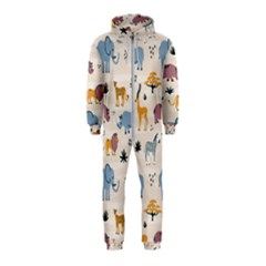 Wild Animals Seamless Pattern Hooded Jumpsuit (kids) by pakminggu