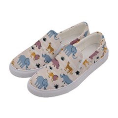 Wild Animals Seamless Pattern Women s Canvas Slip Ons by pakminggu