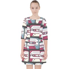 Music Symbols Rock Music Seamless Pattern Quarter Sleeve Pocket Dress by pakminggu