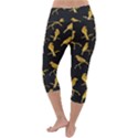 Background With Golden Birds Lightweight Velour Capri Yoga Leggings View4