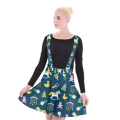 Cute Babies Toys Seamless Pattern Suspender Skater Skirt by pakminggu