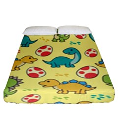 Seamless Pattern With Cute Dinosaurs Character Fitted Sheet (king Size) by pakminggu