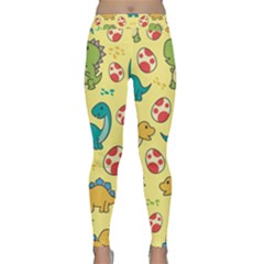 Seamless Pattern With Cute Dinosaurs Character Classic Yoga Leggings by pakminggu