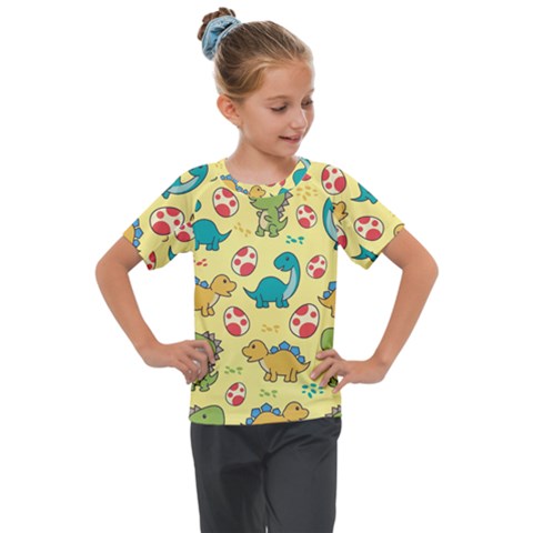 Seamless Pattern With Cute Dinosaurs Character Kids  Mesh Piece Tee by pakminggu