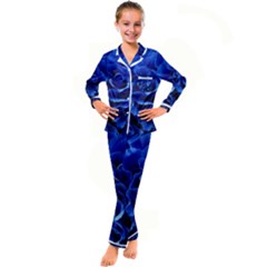 Blue Roses Flowers Plant Romance Blossom Bloom Nature Flora Petals Kids  Satin Long Sleeve Pajamas Set by pakminggu