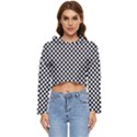 Black And White Checkerboard Background Board Checker Women s Lightweight Cropped Hoodie View1