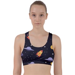 Cosmos Rockets Spaceships Ufos Back Weave Sports Bra by pakminggu