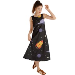 Cosmos Rockets Spaceships Ufos Summer Maxi Dress by pakminggu