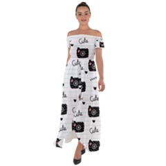 Cute Cameras Doodles Hand Drawn Off Shoulder Open Front Chiffon Dress by pakminggu