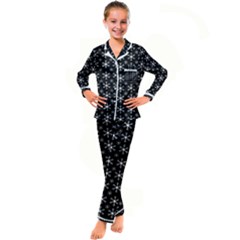 Snowflakes Background Pattern Kids  Satin Long Sleeve Pajamas Set by pakminggu