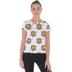 Lion Heads Pattern Design Doodle Short Sleeve Sports Top  by pakminggu