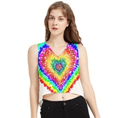 Tie Dye Heart Colorful Prismatic V-neck Cropped Tank Top by pakminggu