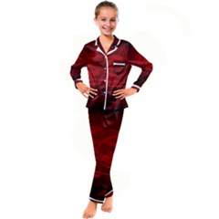 Rose Red Rose Red Flower Petals Waves Glow Kids  Satin Long Sleeve Pajamas Set by pakminggu