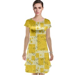 Party Confetti Yellow Squares Cap Sleeve Nightdress by pakminggu