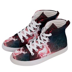 Deer Animal Moon Planet Space Fantasy Women s Hi-top Skate Sneakers by pakminggu