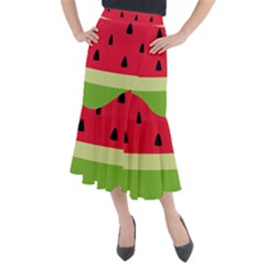 Watermelon Fruit Food Healthy Vitamins Nutrition Midi Mermaid Skirt by pakminggu