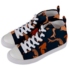 Background Pattern Texture Design Wallpaper Fish Women s Mid-top Canvas Sneakers by pakminggu