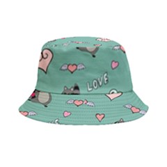 Raccoon Texture Seamless Scrapbooking Hearts Bucket Hat by pakminggu