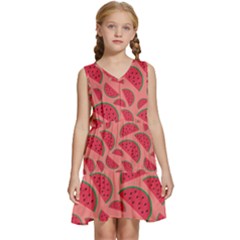 Watermelon Red Food Fruit Healthy Summer Fresh Kids  Sleeveless Tiered Mini Dress by pakminggu