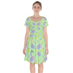 Elephant Sleeping Elephants Background Short Sleeve Bardot Dress by pakminggu