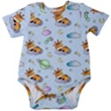 Pattern Giraffe Animal Seamless Scrapbooking Blue Baby Short Sleeve Bodysuit View1