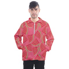 Watermelon Background Watermelon Wallpaper Men s Half Zip Pullover by pakminggu