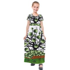 Watermelon Tree Abstraction On Watermelon Abundance Kids  Short Sleeve Maxi Dress by pakminggu