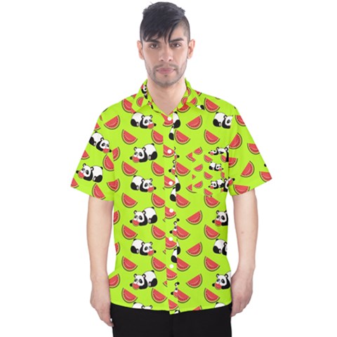 Watermelon Panda Background Wallpaper Men s Hawaii Shirt by pakminggu