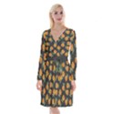 Pineapple Background Pineapple Pattern Long Sleeve Velvet Front Wrap Dress View1