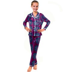 Art Floral Pattern Flower Seamless Decorative Kids  Satin Long Sleeve Pajamas Set by pakminggu