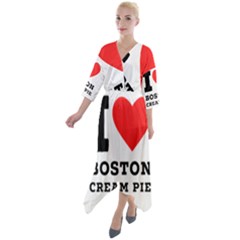 I Love Boston Cream Pie Quarter Sleeve Wrap Front Maxi Dress by ilovewhateva