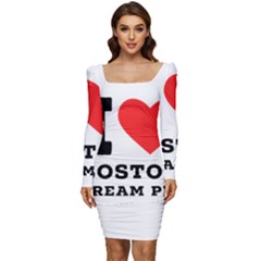 I Love Boston Cream Pie Women Long Sleeve Ruched Stretch Jersey Dress by ilovewhateva