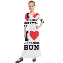 I Love Cinnamon Bun Kids  Quarter Sleeve Maxi Dress by ilovewhateva