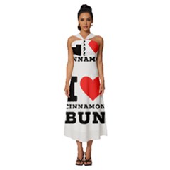 I Love Cinnamon Bun Sleeveless Cross Front Cocktail Midi Chiffon Dress by ilovewhateva