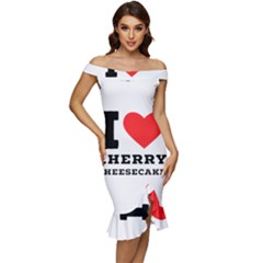 I Love Cherry Cheesecake Off Shoulder Ruffle Split Hem Bodycon Dress by ilovewhateva