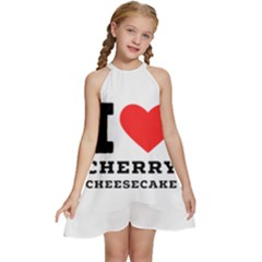 I Love Cherry Cheesecake Kids  Halter Collar Waist Tie Chiffon Dress by ilovewhateva