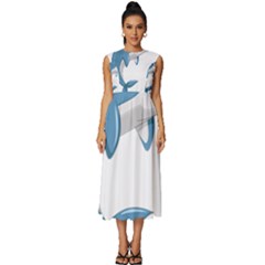 Blue Dolphin Sleeveless Round Neck Midi Dress by pakminggu