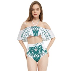 Green Insect Bee Illustration Halter Flowy Bikini Set  by pakminggu