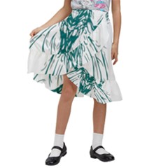 Green Insect Bee Illustration Kids  Ruffle Flared Wrap Midi Skirt by pakminggu