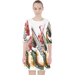 Electric Guitar Quarter Sleeve Pocket Dress by pakminggu