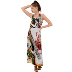 Electric Guitar V-neck Chiffon Maxi Dress by pakminggu