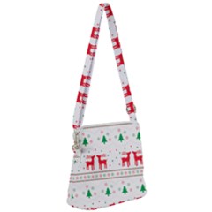 Red Green And Blue Christmas Themed Illustration Zipper Messenger Bag by pakminggu