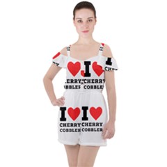 I Love Cherry Cobbler Ruffle Cut Out Chiffon Playsuit by ilovewhateva