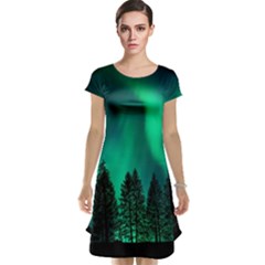 Aurora Northern Lights Phenomenon Atmosphere Sky Cap Sleeve Nightdress by pakminggu